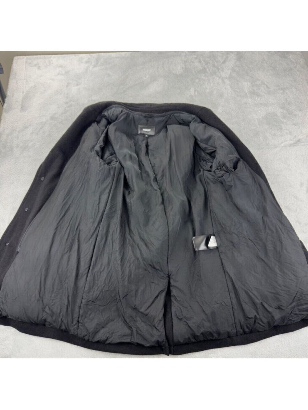 Mackage Dillon Black Wool Cashmere Blend Coat Medium - Picture 3 of 16